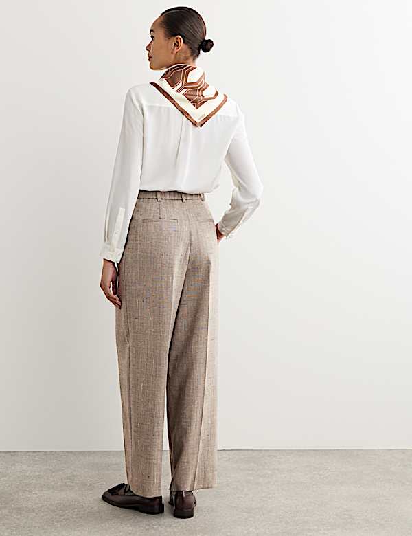 Wool Rich High Waisted Straight Leg Trousers - AU