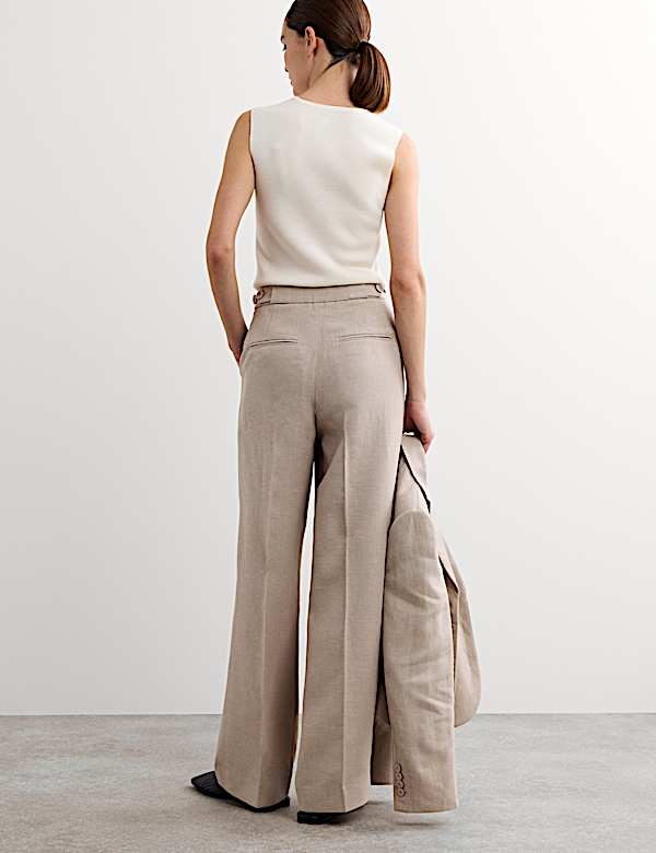 Pantalon &agrave; pinces jambe droite 100 % lin - CA