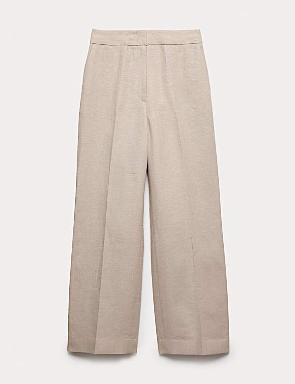Pantalon &agrave; pinces jambe droite 100 % lin - CA