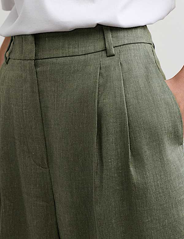 Linen Rich Wide Leg Trousers with Wool - NO