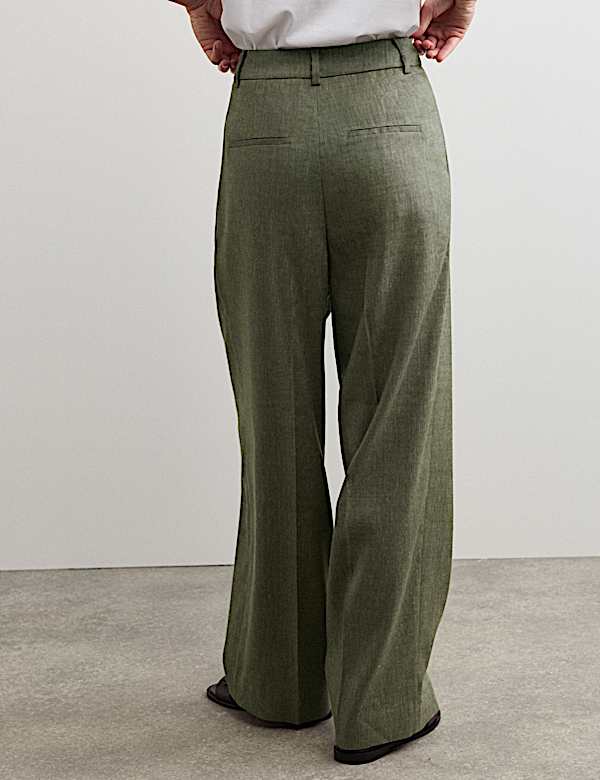 Linen Rich Wide Leg Trousers with Wool - NO