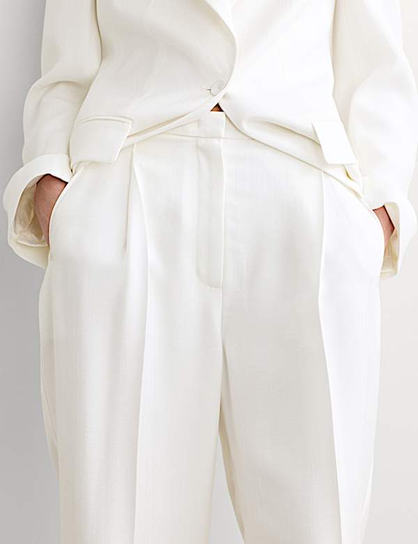 Pleat Front Wide Leg Trousers - ES