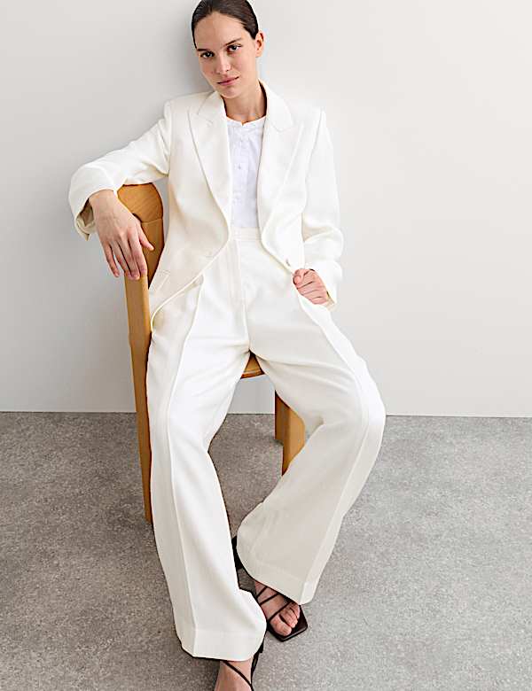 Pleat Front Wide Leg Trousers - ES