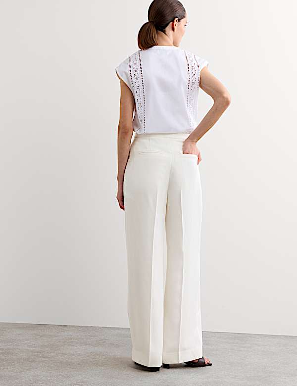 Pleat Front Wide Leg Trousers - ES