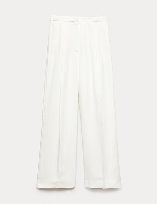 Pleat Front Wide Leg Trousers - ES