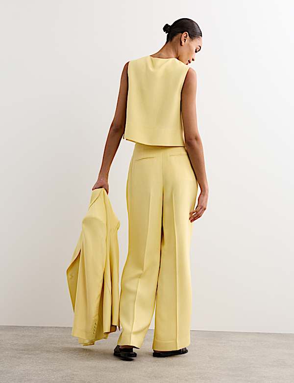 Pleat Front Wide Leg Trousers - IT