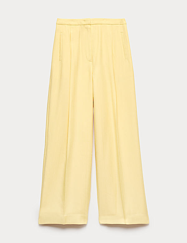 Pleat Front Wide Leg Trousers - IT
