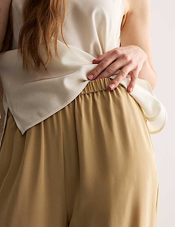 Παντελόνι με φαρδιά μπατζάκια από 100% μετάξι - GR