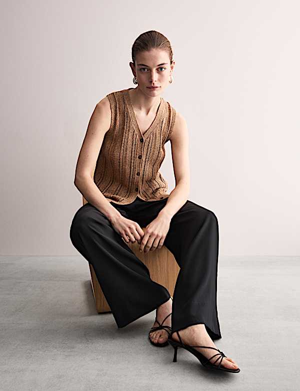 Pure Silk Wide Leg Trousers - FR