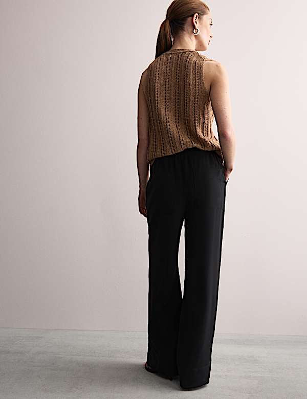 Pure Silk Wide Leg Trousers - FR