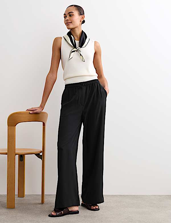 Pure Silk Wide Leg Trousers - ES