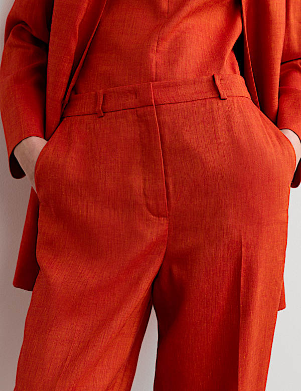 Pantalon coupe fusel&eacute;e en lin avec laine - CA