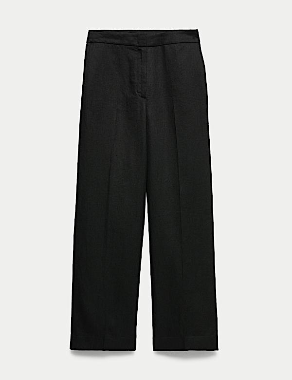 Pantalon en lin jambe droite &agrave; taille r&eacute;glable - FR