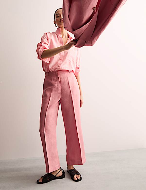 Pure Linen Wide Leg Trousers - GR
