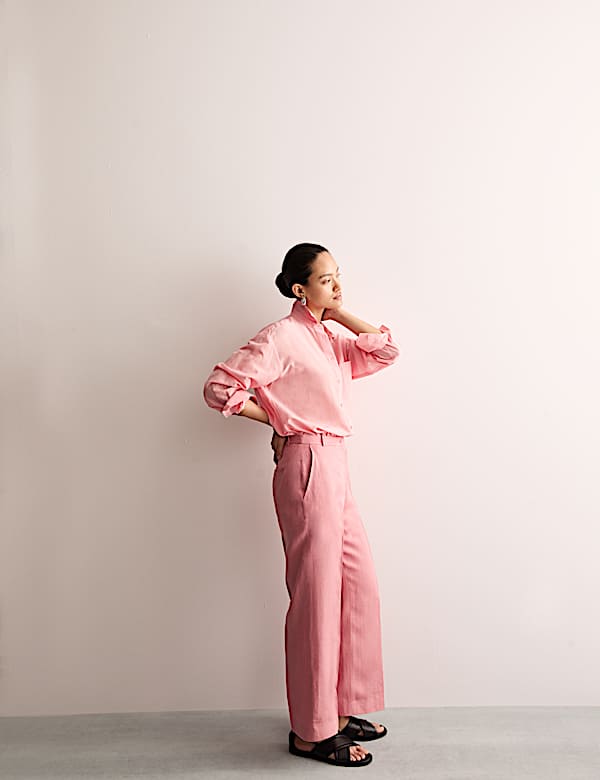 Pure Linen Wide Leg Trousers - ES