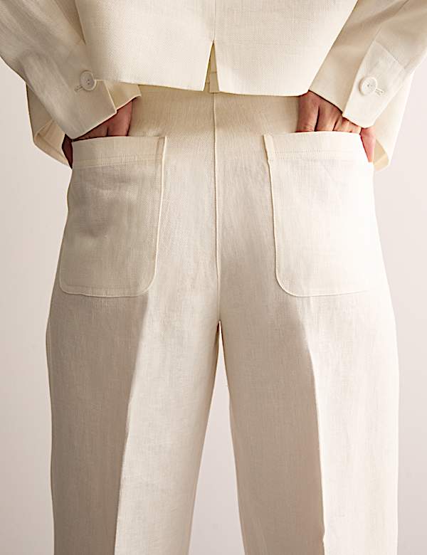 Pure Linen Pleat Front Tapered Trousers - GR
