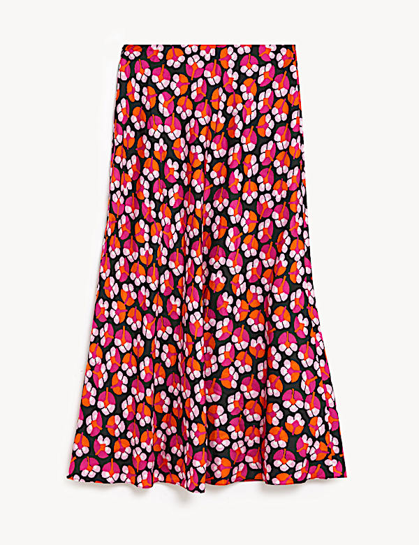 Pure Silk Floral Midi Slip Skirt - NL