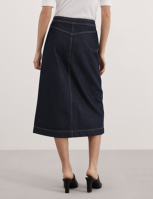 Denim Midi A-Line Skirt - CA