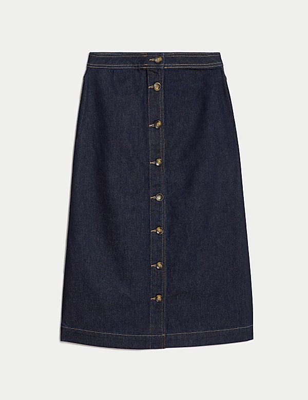 Denim Midi A-Line Skirt - CA