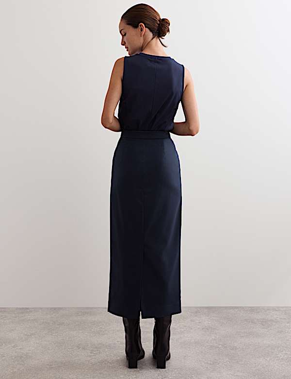 Pleated Midaxi Tailored Skirt with Wool - ES