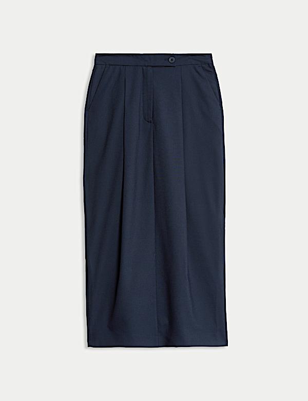 Pleated Midaxi Tailored Skirt with Wool - ES