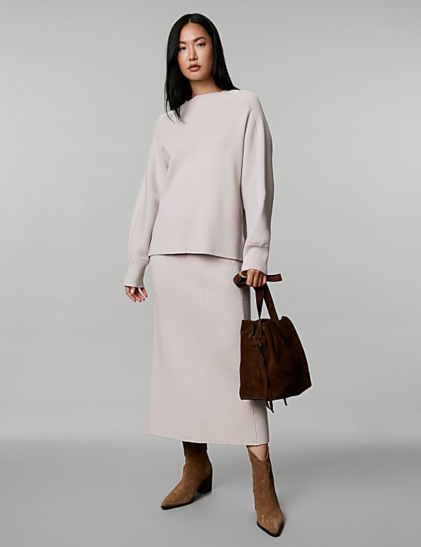 Merino Wool Rich Knitted A-Line Skirt - GR
