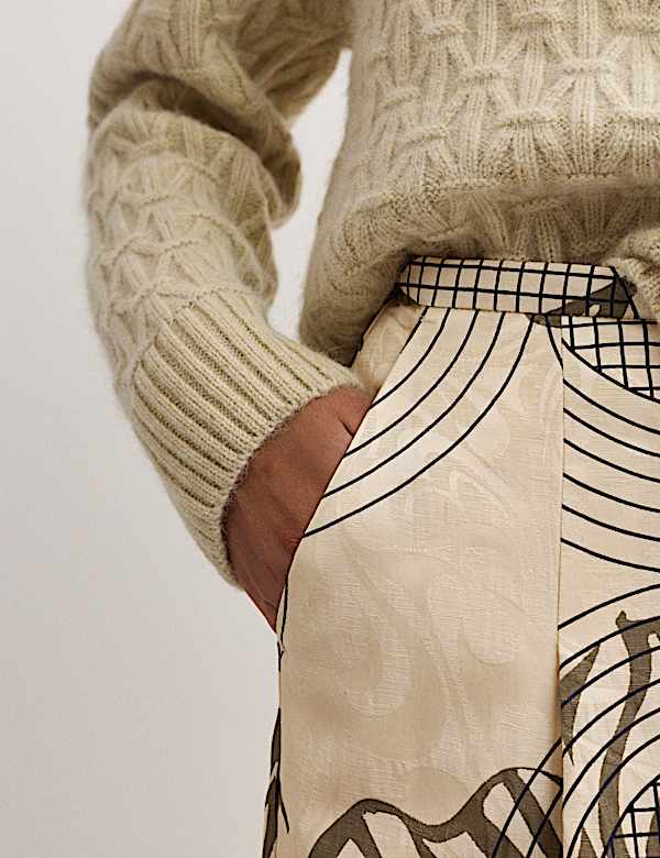 Printed Jacquard Midaxi Column Skirt - ES