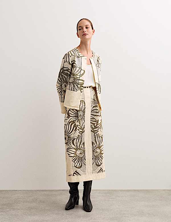 Printed Jacquard Midaxi Column Skirt - ES