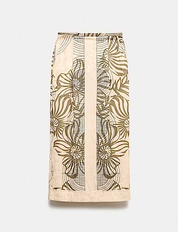 Printed Jacquard Midaxi Column Skirt - ES