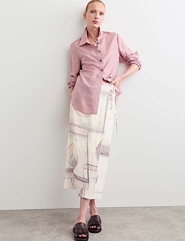 Printed Midi Wrap Skirt - UA