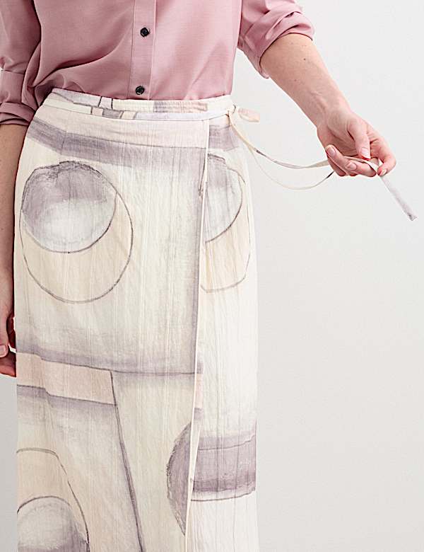 Printed Midi Wrap Skirt - UA