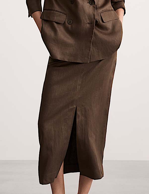 Jupe midi coupe droite 100 % lin - BE