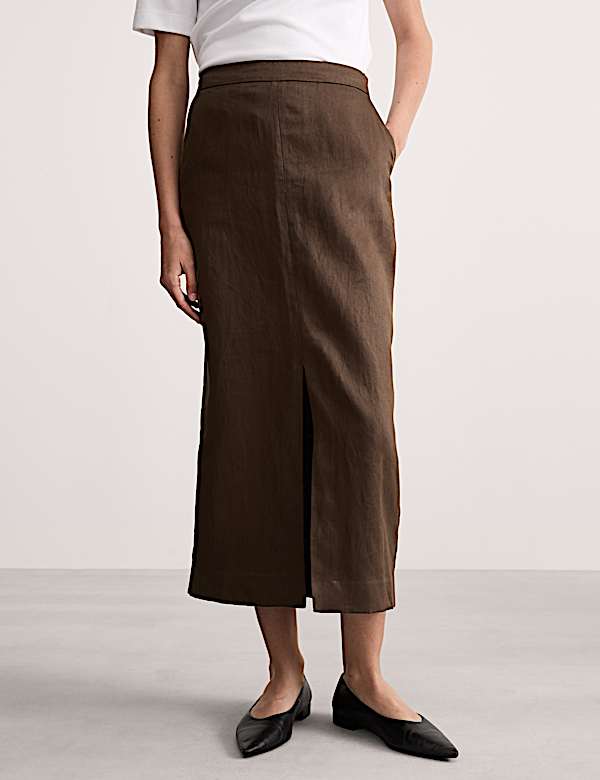 Jupe midi coupe droite 100 % lin - BE
