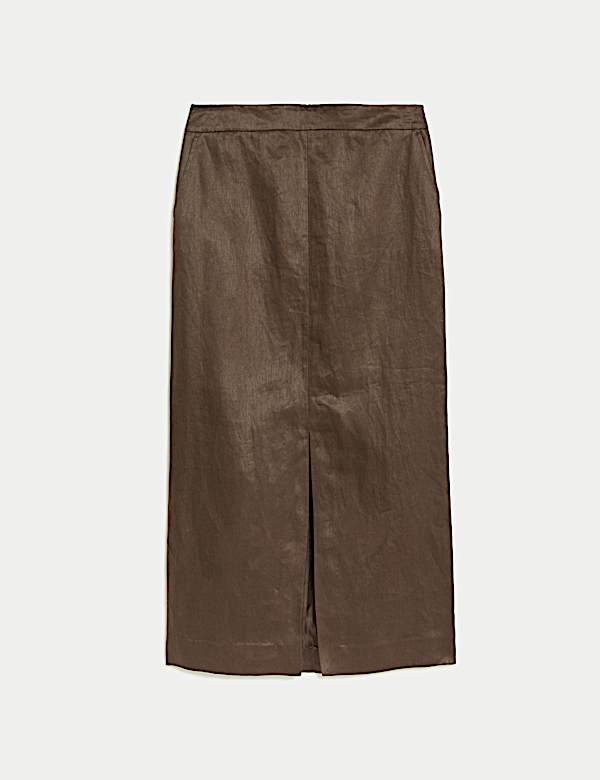 Jupe midi coupe droite 100 % lin - BE