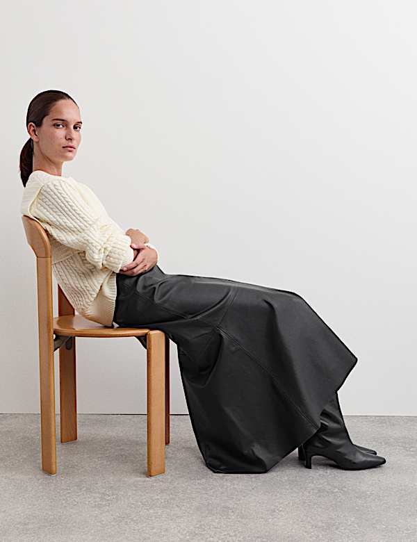 Leather Midaxi A-Line Skirt - ES