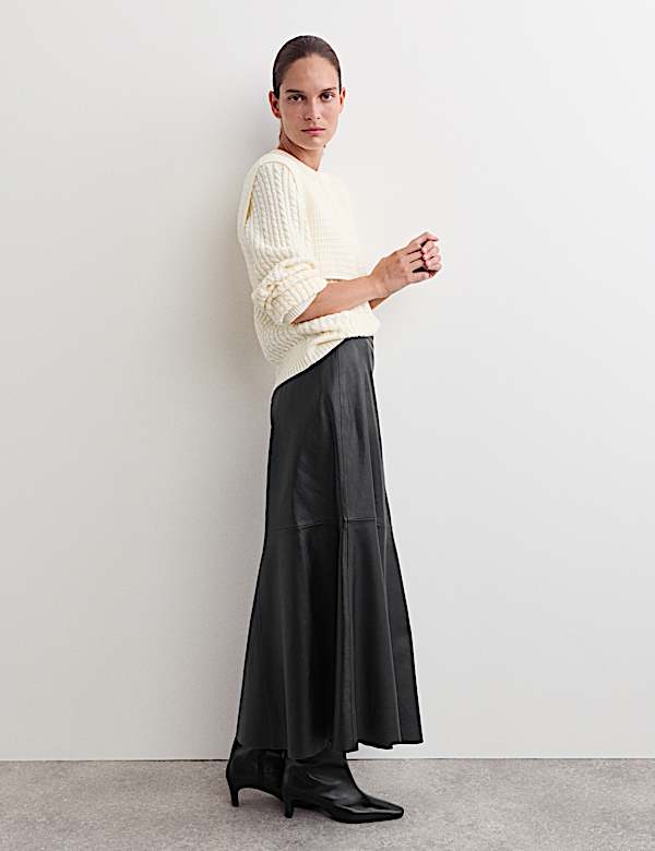 Leather Midaxi A-Line Skirt - ES