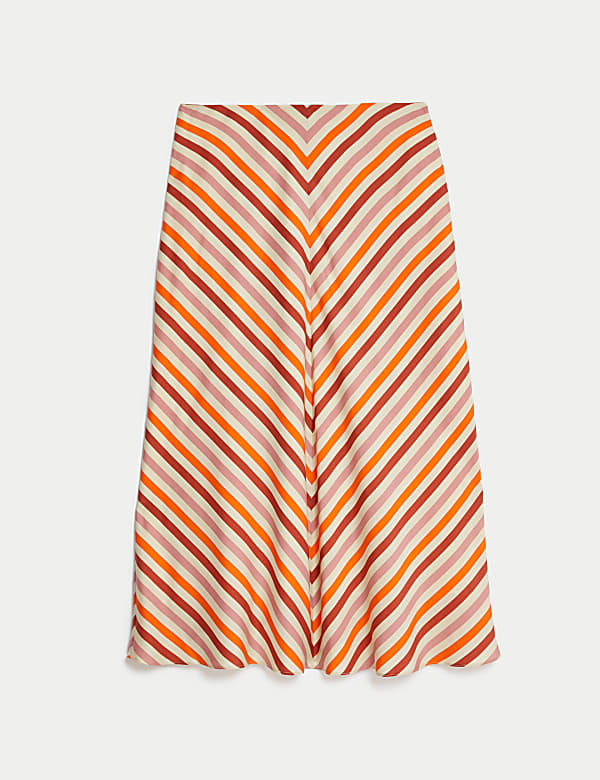 Jupe midi coupe &eacute;vas&eacute;e 100 % Lyocell&trade; &agrave; motif chevrons - FR
