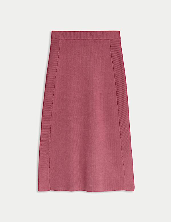 Pure Merino Wool Knitted Midi Skirt - GR