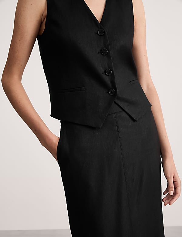 Jupe midi coupe droite en lin m&eacute;lang&eacute; - FR