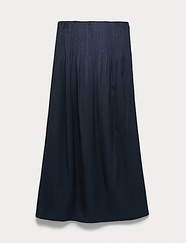 Jupe midi en serg&eacute; de cavalerie nervur&eacute; &agrave; taille &eacute;lastiqu&eacute;e - CA