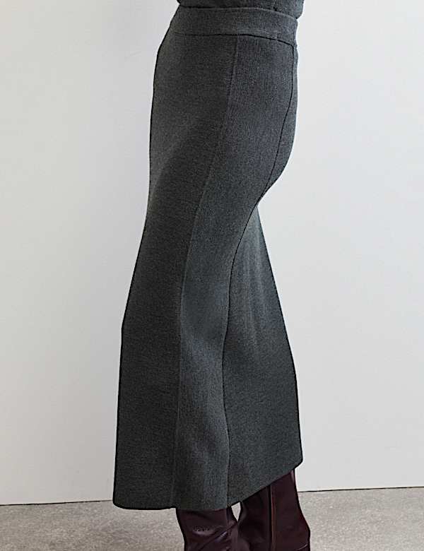 Pure Merino Wool Knitted Column Skirt - IT