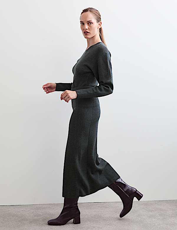 Pure Merino Wool Knitted Column Skirt - IT
