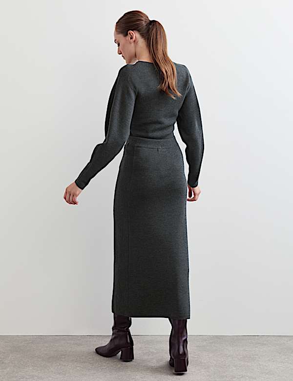 Pure Merino Wool Knitted Column Skirt - IT