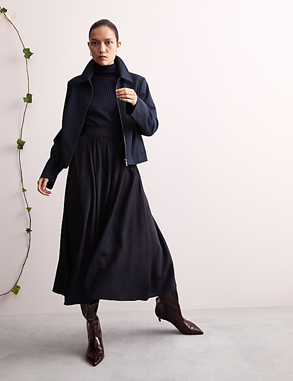 Πλισέ μίντι φούστα σε γραμμή Α από twill - GR