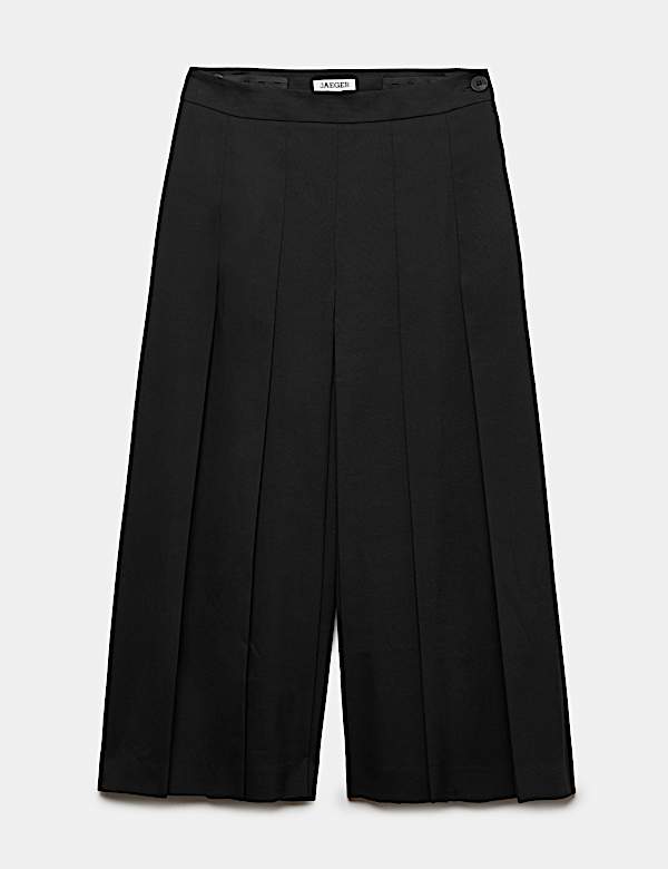 Jupe-culotte pliss&eacute;e coupe large avec laine - CH