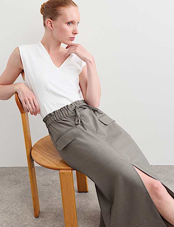 Wool Rich Midi Utility Skirt - NL