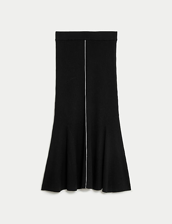 Merino Wool Rich Knitted Midi A-Line Skirt - GR
