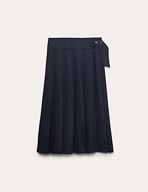 Pleated Midi Tailored Skirt with Wool - NZ