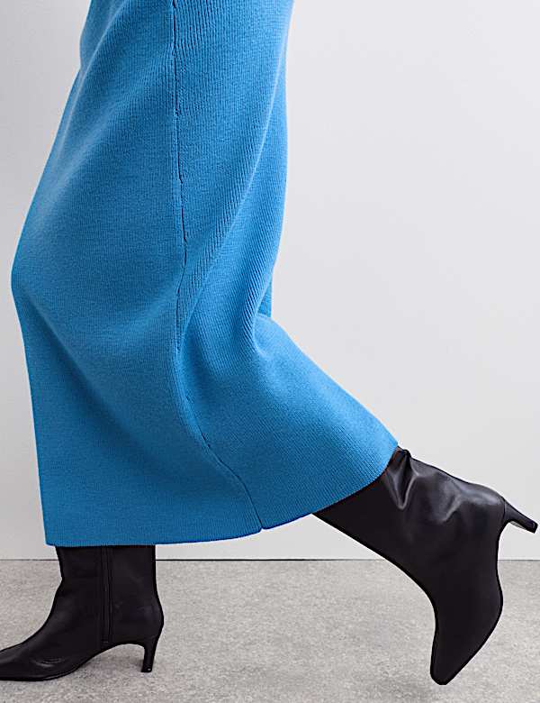 Pure Merino Wool Midi Knitted Skirt - GR