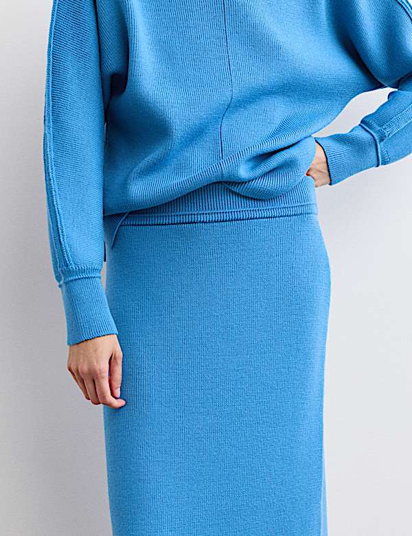 Pure Merino Wool Midi Knitted Skirt - GR